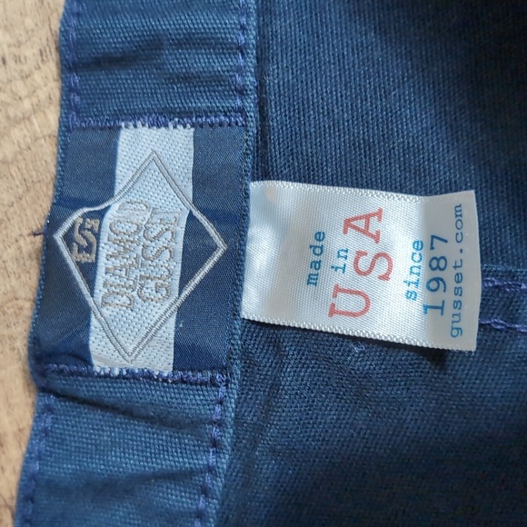 Diamond Gusset Stretch Canvas 6 Pocket Flat Front Chino Shorts Size 36 in Blue - Picture 2 of 7